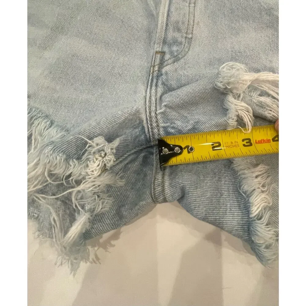Levis 501 Premium Womens 30 High Rise Distressed Button Fly Light Wash Shorts - Picture 5 of 9